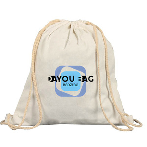 Bán Buôn Tùy Chỉnh In Logo Khuyến Mại Tái Sử Dụng Eco <span class=keywords><strong>Cotton</strong></span> Canvas Dây Kéo Ba Lô Phòng Tập Thể Dục Sack Pack Bag - Product Image 1