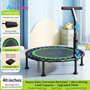 Wholesale Steel 40 Inch Fitness <strong>Trampoline</strong> with Handrail Foldable Exercise <strong>Trampoline</strong> for Boy High Quality Safe Rebounder Adults - Product Image 4