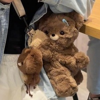 Sac à dos en peluche double épaule unisexe, motif ours mignon en forme de cœur, cadeau d'anniversaire de grande valeur
