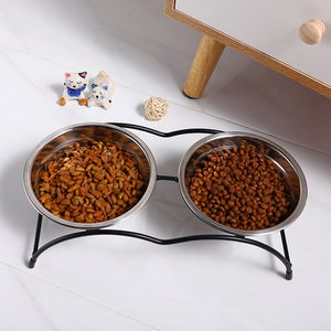 Bols pour animaux de compagnie en acier inoxydable, double distributeur surélevé pour chats et chiens, avec support pour bols de nourriture et d'eau - Product Image 1