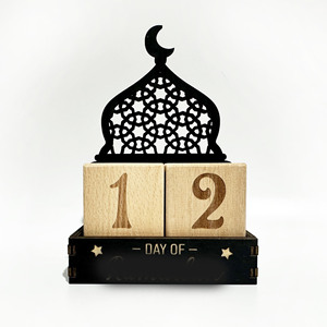 Calendario de Adviento DIY de Ramadán y Eid Mubarak con Luna Creciente y Estrella de Madera de Boj, Decoraciones de Cuenta Regresiva para Interiores, Adornos para el Hogar, <span class=keywords><strong>Regalos</strong></span> - Product Image 2