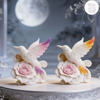 Cetakan Lilin Silikon Motif Bunga Burung Model Baru DIY Cetakan Silikon Lilin Dekoratif Plester Burung Terbang Bunga Mawar