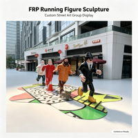 Sculpture de groupe de figurines en FRP personnalisée pour affichage commercial