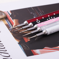 Pinceau à ongles double embout en acrylique pur Kolinsky avec manche métallique multicolore et stylo à points pour nail art – Personnalisation du logo disponible