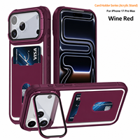 Coque de téléphone antichoc avec support d'appareil photo et porte-cartes doux au toucher, vente en gros, pour iPhone 18 17 16 15 Pro Max