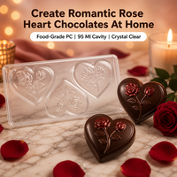 Moule à chocolat en polycarbonate en forme de cœur, 3 cavités, 95 ml, qualité alimentaire, transparent, facile à démouler, pour bonbons DIY, Saint-Valentin