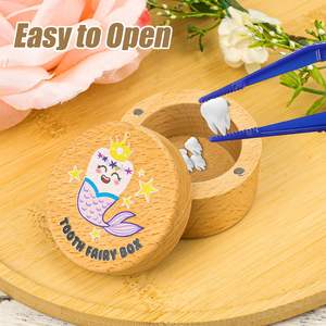 Boîte à dents de lait en bois peinte, mignonne, avec couleur et taille personnalisables - Souvenir pour les dents perdues, anniversaire d'enfant et fête prénatale - Product Image 4