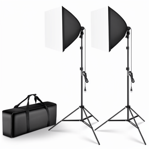 Softbox Lighting Kit Photography Continuous Photo Studio Equipment E27 Socket 5500K Video Lighting Bulb for Filming Portraits