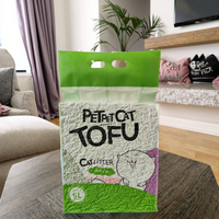 Litière pour chat en tofu à vente chaude, sûre et à faible poussière, faible suivi, jetable dans les toilettes, en vrac, avec parfum de thé vert