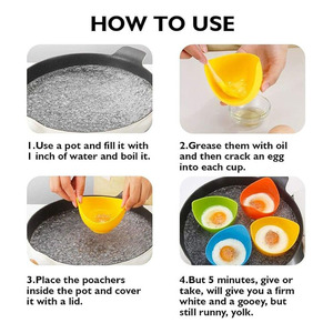Tazas de silicona económicas sin BPA para cocinar huevos pochés y vaporizador de huevos con soporte de anillo, aptas para lavavajillas y ecológicas - Product Image 6