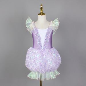 Vestido <span class=keywords><strong>de</strong></span> Tutú <span class=keywords><strong>de</strong></span> Sirena con Lentejuelas Morado <span class=keywords><strong>Pastel</strong></span> para Niñas, Disfraz <span class=keywords><strong>de</strong></span> Actuación Encantado con Alas Iridiscentes - Product Image 4