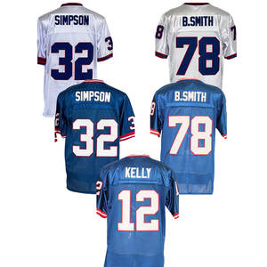 Camiseta de Fútbol Americano Retro Cosida al por Mayor, Barata, 32 OJ Simpson, 12 Jim Kelly, 78 Bruce Smith - Product Image 5