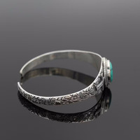 Vintage sculpté Turquoise Bracelet Boho croix réglable Bracelet en argent bohème garniture oiseau grands bracelets manchette bijoux pour hommes