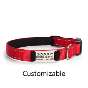 Collier pour chien personnalisé en nylon réfléchissant et néoprène rembourré avec plaque nominative, colliers pour animaux de compagnie personnalisés - Product Image 5