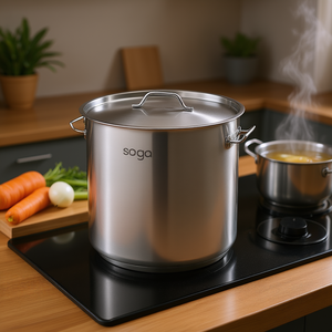 Marmite en acier inoxydable Soga 21L grande capacité avec couvercle pour la cuisson des soupes et des bouillons - Product Image 2