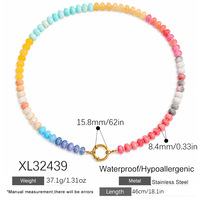 Collier de perles en verre dégradé coloré YIMEILI avec fermoir à ressort en acier inoxydable, personnalisable avec des breloques