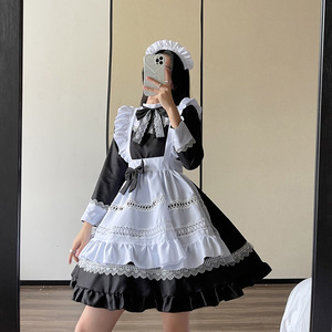 British Style Long Sleeve Maid Dress Women Plus Size Lolita Cosplay Costume Stage Performance Adult Polyester Spring 2023 - Product Image 4
