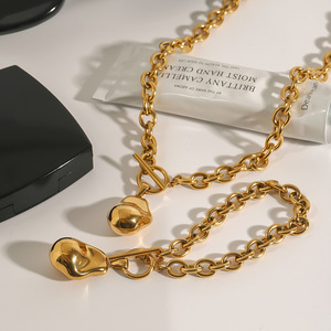 Pulsera de Cadena con Colgante Irregular de Acero Inoxidable Chapado en Oro de 18K, Joyería Unisex de Diseño Geométrico, Origen Yiwu - Product Image 2