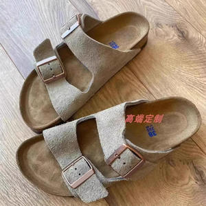 Birkenstocks <span class=keywords><strong>Sandales</strong></span> plates d'extérieur en daim pour femmes en cuir véritable Sabot Mules Dropshipping Bon lit de pied en liège Doublure en cuir véritable - Product Image 2