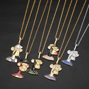 Collier pendentif singe de la metaverse en émail plaqué or 18 carats, bijoux tendance Y2K pour hommes et femmes - Product Image 2