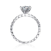 Bague de Mariage en Argent Sterling 925 avec Moissanite Ronde Sertie à Griffes Plaqué Rhodium