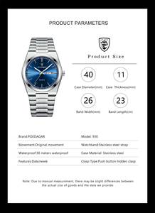 POEDAGAR 930, superventas, China para hombre de reloj de cuarzo, banda de acero inoxidable Excel, pantalla de fecha impermeable, nuevo reloj de pulsera informal Popular - Product Image 6