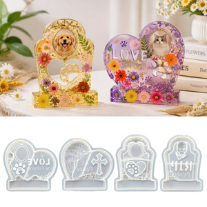Cetakan Resin Peringatan Hewan Peliharaan DM1391 Bingkai Foto Pribadi Epoxy Silikon Ramah Lingkungan Tidak Beracun Monumen Nisan Anjing Kucing - Product Image 1