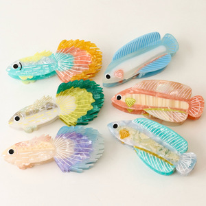 Pinza de Pelo de Acetato con Diseño de Pez Dorado, Ecológica y Personalizada, Estilo Marino, Tamaño Grande, para Niñas, Estilo Europeo-Americano - Product Image 1