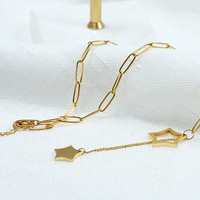 Collier en acier inoxydable pour femmes, chaîne de col en forme d'étoile, bijoux en acier inoxydable, charme