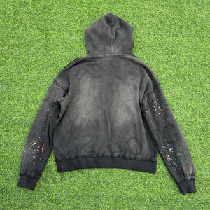 Minghong Fabricant Conception Graffiti Splash Street Pull zippé Sweat à capuche Boxy délavé imprimé de haute qualité - Product Image 6