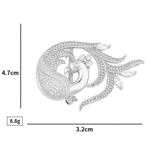 เข็มกลัดหรูหราประดับเพชรซิร์คอน ดีไซน์เกาหลี รูปหงส์ ผลิตจากทองแดงฝังเพชรซิร์คอน คุณภาพสูง ขายส่งจากโรงงาน เหมาะสำหรับทั้งชายและหญิง แฟชั่นเข็มกลัดติดเสื้อ - Product Image 6