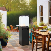 Braseros d'extérieur carrés en métal à gaz avec allumage électronique, système de combustion au propane et au butane pour terrasses en verre ou en pierre