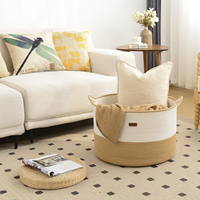 Panier de rangement pliable de nouvelle conception avec poignées pour jouets, panier à linge en corde de coton écologique fait à la main, personnalisable