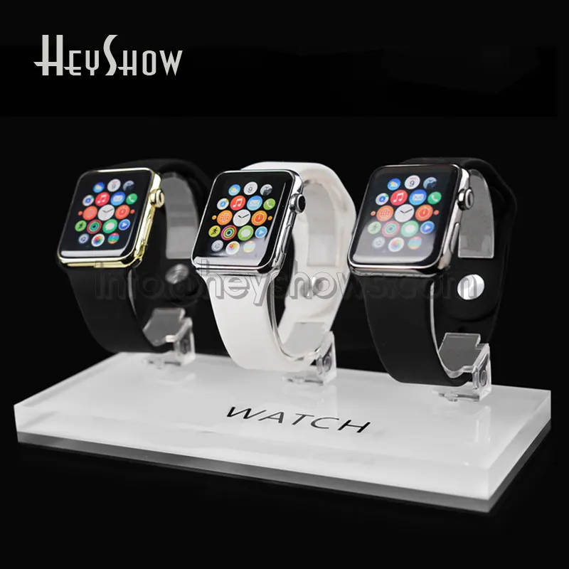 Suporte de acrílico para smartwatch 3 em 1, suporte de acrílico para relógio inteligente apple, base transparente, universal para varejo
