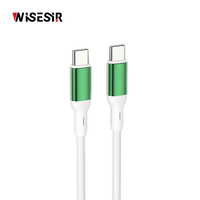 Câble de charge rapide USB Type-C en alliage d'aluminium WISESIR avec logo personnalisé, charge rapide PD 60W, pour iPhone, ordinateur, appareil photo