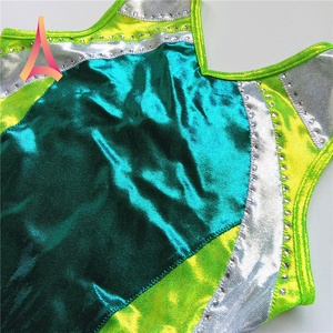 Leotardos de gimnasia para niñas, <span class=keywords><strong>ropa</strong></span> de gimnasia con logotipo bordado personalizado, verde azulado - Product Image 3