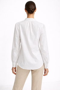 Blusa <span class=keywords><strong>Blanca</strong></span> de Diseño Original para Mujer, Elegante, de <span class=keywords><strong>Manga</strong></span> Larga, con Bordado de Ojales, <span class=keywords><strong>Camiseta</strong></span> de Lujo para Oficina, Tops de Algodón Personalizados para Dama, OEM - Product Image 2