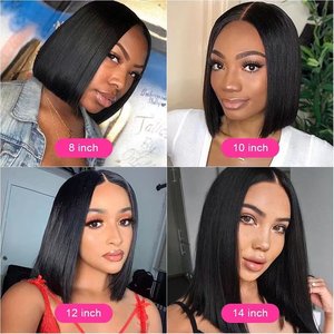 Vente en gros perruque courte Bob Hd Lace cheveux humains vierges femmes perruque Lace cheveux naturels meilleure perruque indienne frontale Super double tirage - Product Image 6