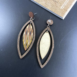 핫 세일 과장된 스터드 귀걸이 보석 나무 인쇄 잎 패턴 휴일 기하학적 빈티지 드롭 귀걸이 - Product Image 5