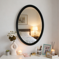 Miroir mural décoratif ovale classique de luxe, cadre rétro, noir et blanc, pour salon, chambre à coucher