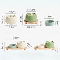 Fontaine à eau automatique pour chat en céramique solide de luxe 2-en-1 avec bol d'alimentation, alimentation USB, distributeur silencieux pour animaux domestiques, chats d'intérieur