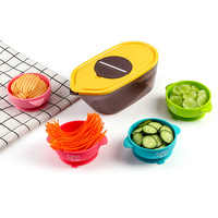 KINGWISE 12 pièces Coupe-légumes multifonctionnel avec boîte cadeau, extracteur de jus rotatif, râpe, trancheuse et bac de drainage en acier et plastique