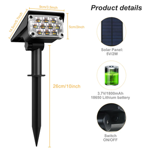 ไฟโซลาร์เซลล์ปรับอุณหภูมิได้สำหรับสวนภายนอกอาคาร IP65 รุ่น FX-SOSG007 ไฟสปอร์ตไลท์สว่างพิเศษ FX - Product Image 4