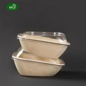 Vvg Chất lượng cao hộp giấy dùng một lần phân hủy sinh học Takeaway bao bì thực phẩm mía bã mía vát Bát vuông 750ml - Product Image 2
