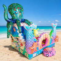 Château gonflable commercial à thème pieuvre avec entrée coquille, pour location de fêtes d'enfants, aire de jeux intérieure en PVC, garantie 3 ans