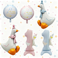 Ballons de 1er anniversaire pour bébé, en forme de canard, bleu et rose, avec nœud papillon, pour la fête prénatale, ballons en forme d'oie pour la décoration de fête d'anniversaire d'enfant