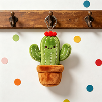 Porte-clés en peluche cactus de haute qualité, rembourrage en coton PP écologique, fabricant de porte-clés en peluche végétal doux et personnalisé