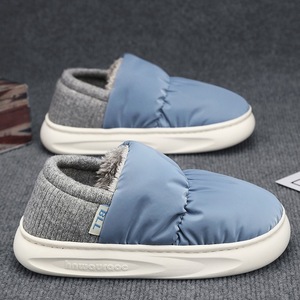 Chaussons d'intérieur en tricot avec doublure en peluche, semelle extérieure en EVA, bout rond, chaussures d'hiver confortables à enfiler pour hommes et femmes - Product Image 3