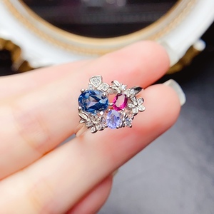 Nhẫn đá Topaz xanh tự nhiên bạc 925 mạ vàng 14K bán buôn trang sức cưới dự tiệc nữ số lượng lớn chứng nhận IGI - Product Image 2