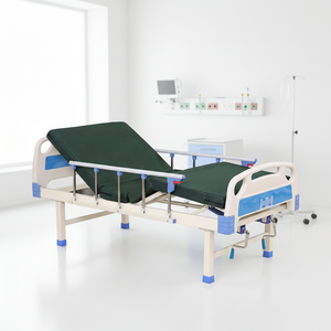 Lit médical manuel à 2 fonctions avec dossier et repose-<span class=keywords><strong>pieds</strong></span> réglables, cadre en métal robuste pour hôpital, clinique, domicile - Product Image 1